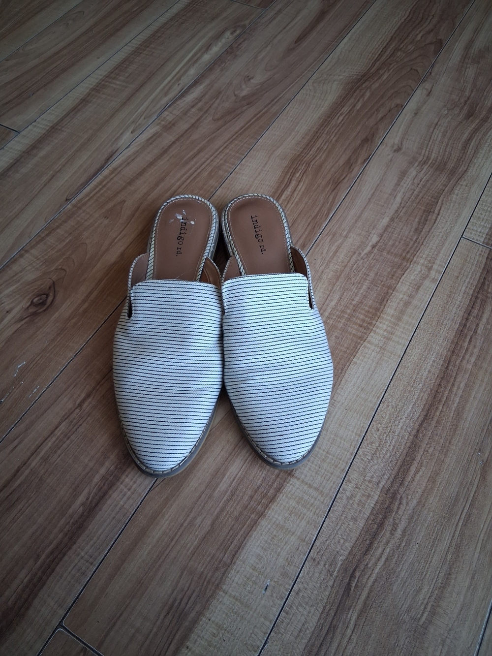 Lauren Ralph Lauren Cream and Navy Striped Slip-On Mules